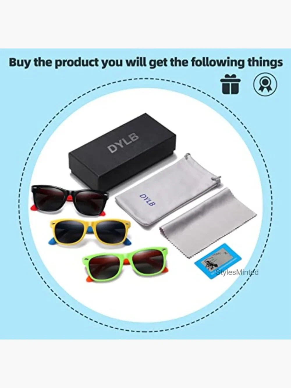 3 Pack Polarized Sunglasses for Kids Flexible Rubber Frame UV Protection Ages